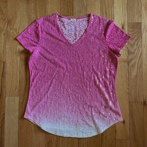 Pink Ombre Sequin Knit top by Reba